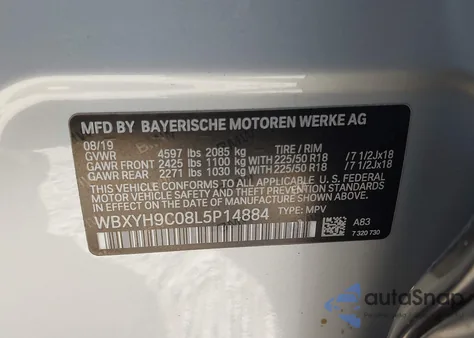 2020 BMW X2 Sdrive28I z USA, uszkodzony, nr VIN WBXYH9C08L5P14884